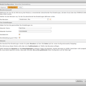 Abweichende Faxeinstellung (Softwarepflegevereinbarung)